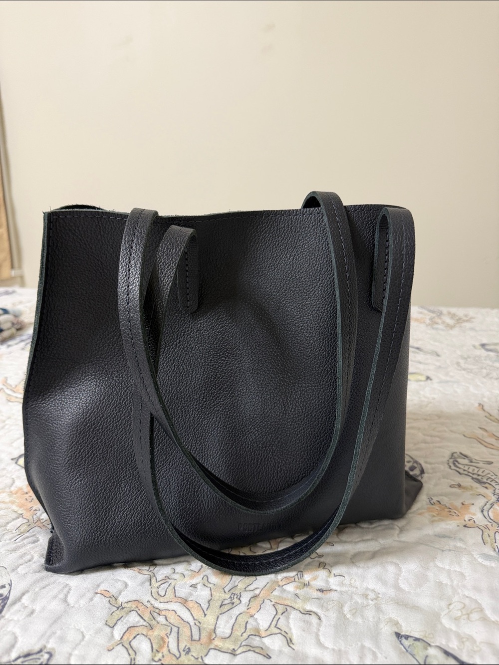 Portland Leather Black Pebbled Tote